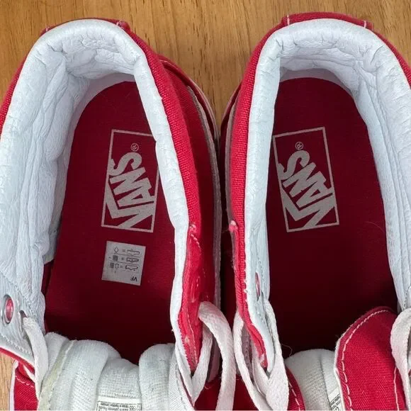Vans SK8-Hi Canvas High-Top Sneakers Shoes Red White 7 Men 8.5 Women - Picture 9 of 11